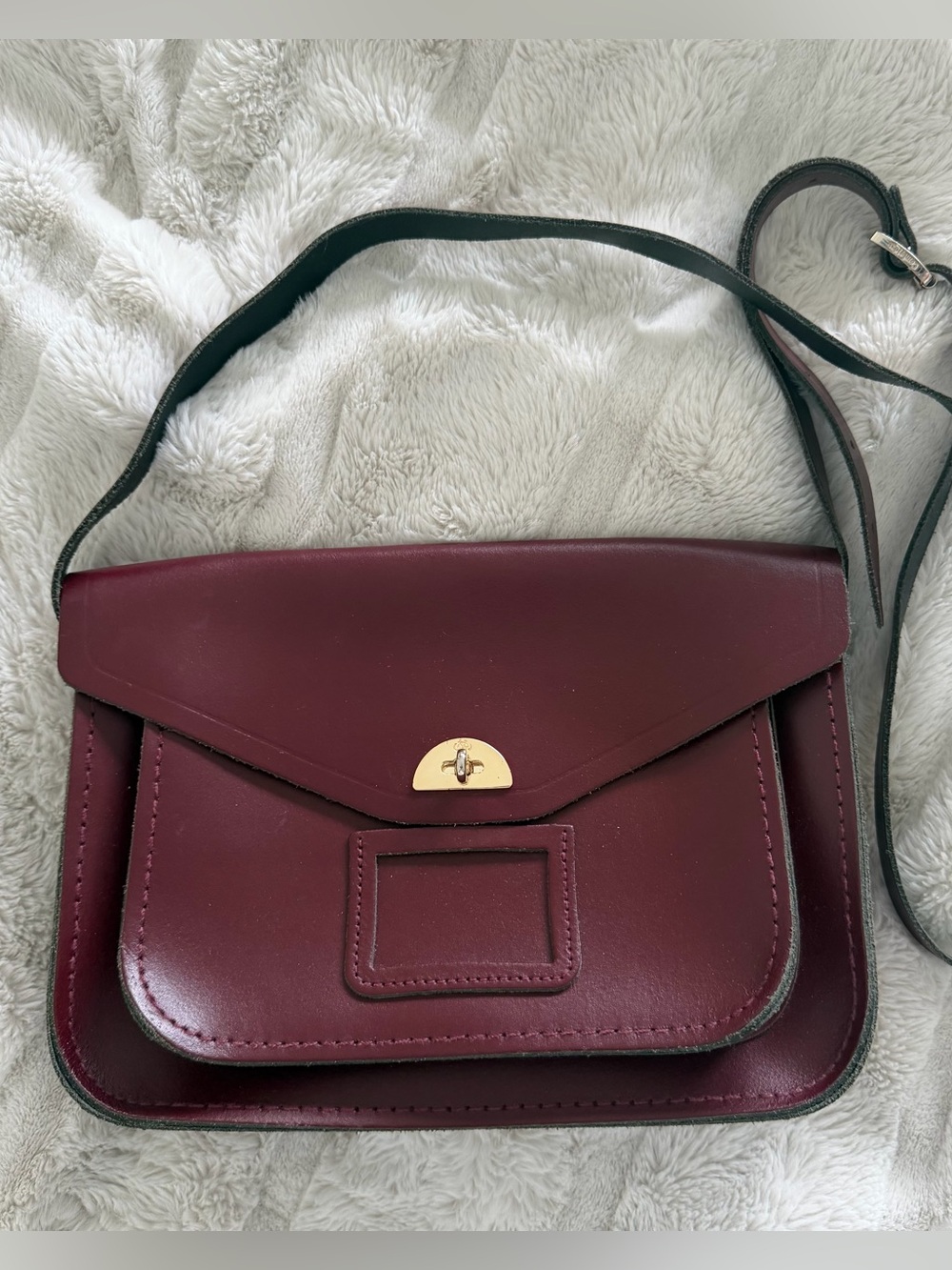 Cambridge satchel company Burgundy Leather Crossbody Bag with Gold Turn-Lock